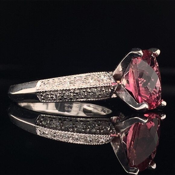 Diamond Tourmaline Rubellite Ring 6.75 14k Gold 4.10 TCW Certified $4,600 911206 - Picture 11 of 17